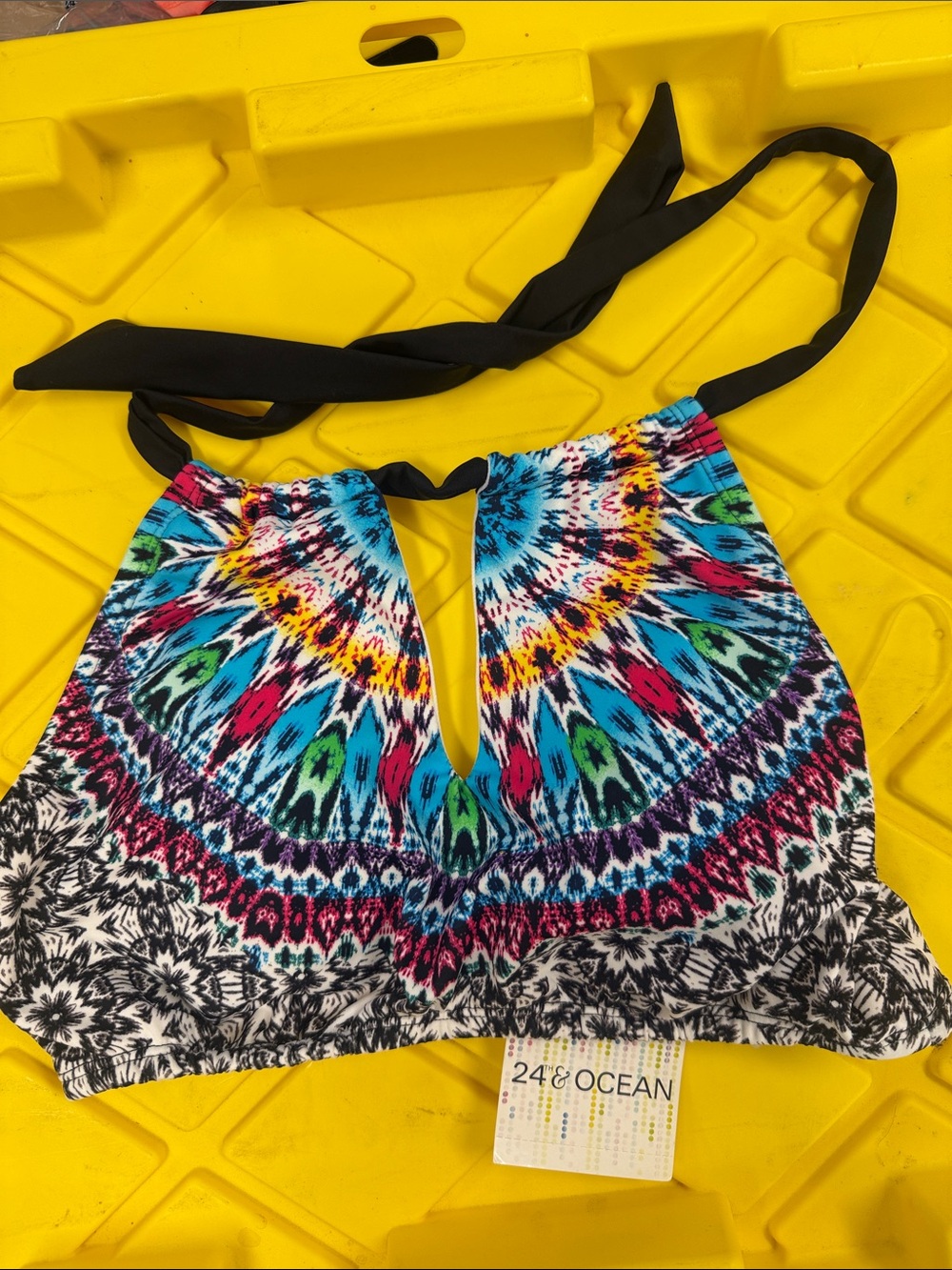 NWT - 24 & Ocean Multicolor Halter Bikini Top - Vibrant Print